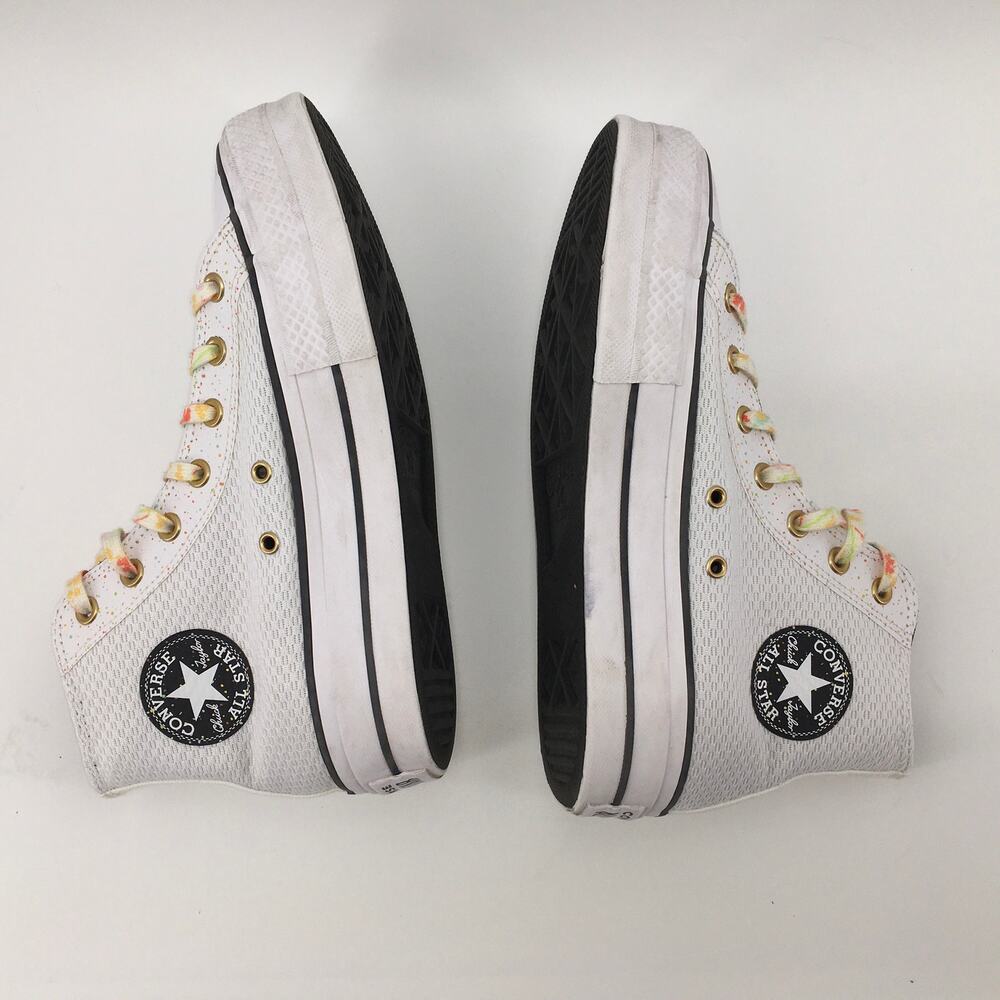 Converse CTAs Hi Lift Paint Splatter Platform Sneakers Womens 9 White Art Chunky - Picture 6 of 10